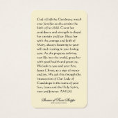 Zwangerschap Prayer Guadalupe katholiek Visitekaartje (Achterkant)