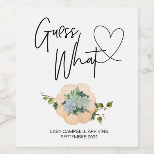 Zwangerschap Raad eens wat Baby onthullen Thanksgi Wijn Etiket (Enkel label)