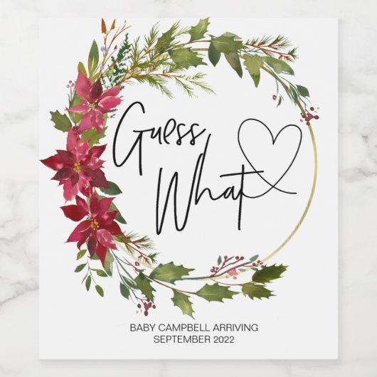 Zwangerschap Raad eens wat Baby openbaart Christma Wijn Etiket (Enkel label)