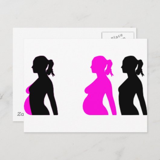 Zwangerschap Silhouet Aankondigingskaart (Voorkant / Achterkant)