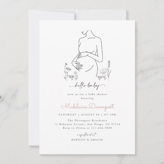 Zwangerschap Silhouet Minimalistisch Baby shower Kaart (Voorkant)