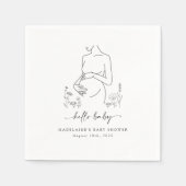 Zwangerschap Silhouet Minimalistisch Baby shower Servet (Voorkant)