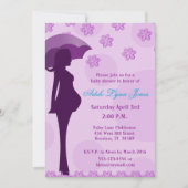 Zwangerschap Silhouette Paarse Baby shower Kaart (Voorkant)