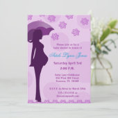 Zwangerschap Silhouette Paarse Baby shower Kaart (Staand voorkant)
