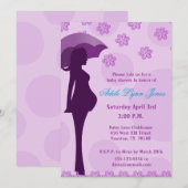 Zwangerschap Silhouette Paarse Baby shower Kaart (Voorkant / Achterkant)