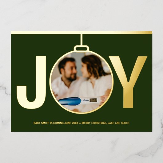 Zwangerschap tijdens kerstvakantie Goud Folie Uitnodiging (Voorkant)