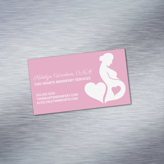 Zwangerschap tussen vrouwen en kinderen Roze hart Magnetisch Visitekaartje (Voorbeeld)