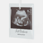 Zwangerschap Ultrasound Foto Eerste Kerstfeestdag Glas Ornament (Voorkant links)