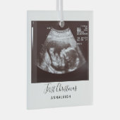Zwangerschap Ultrasound Foto Eerste Kerstfeestdag Glas Ornament (Voorkant Rechts)