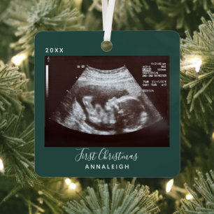 Zwangerschap Ultrasound Foto Eerste Kerstfeestdag Metalen Ornament