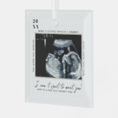Zwangerschap Ultrasound foto | Vrolijk kerstfeest Glas Ornament (Voorkant links)