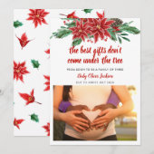 Zwangerschap Vakantie Aankondiging | Poinsettia-fo (Voorkant / Achterkant)