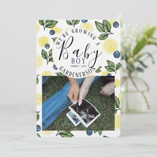 Zwangerschap van Lemon Blueberry Boy Aankondiging (Staand voorkant)