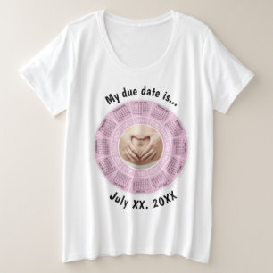 Zwangerschap Vervaldatum Roze Plus Maat T-shirt
