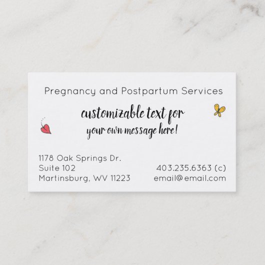 Zwangerschap Visitekaartje Doula (Achterkant)