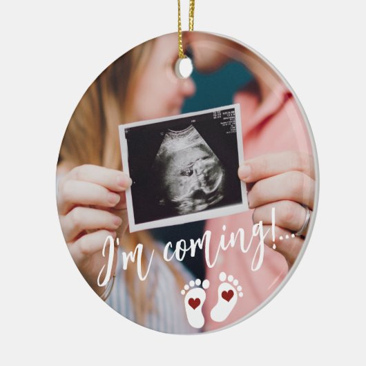 Zwangerschap Vrolijk Kerstmis baby echo foto Keramisch Ornament (Links)