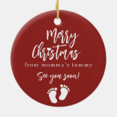 Zwangerschap Vrolijk Kerstmis baby echo foto Keramisch Ornament (Achterkant)