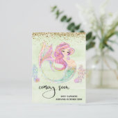Zwangerschap Zeemeermin Binnenkort Aankondiging Briefkaart (Staand voorkant)