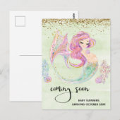 Zwangerschap Zeemeermin Binnenkort Aankondiging Briefkaart (Voorkant / Achterkant)