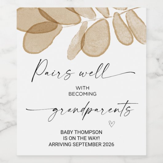 Zwangerschap Zwangerschap Aankondiging grootouders Wijn Etiket (Enkel label)