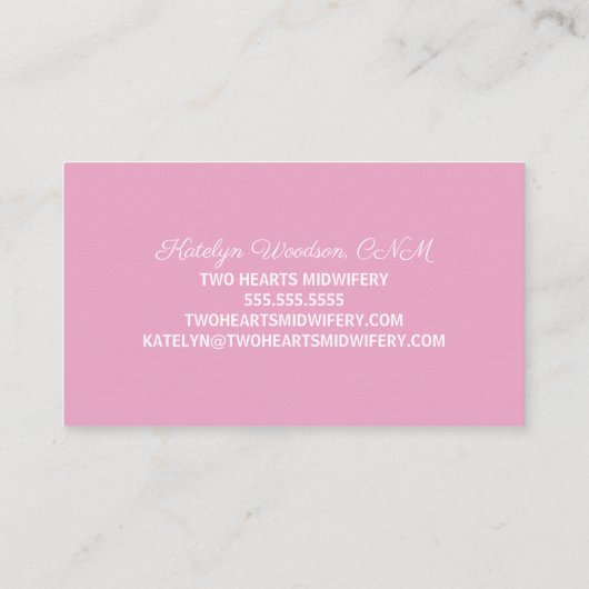 Zwangerschap Zwangerschap Silhouette Pink Heart Visitekaartje (Achterkant)