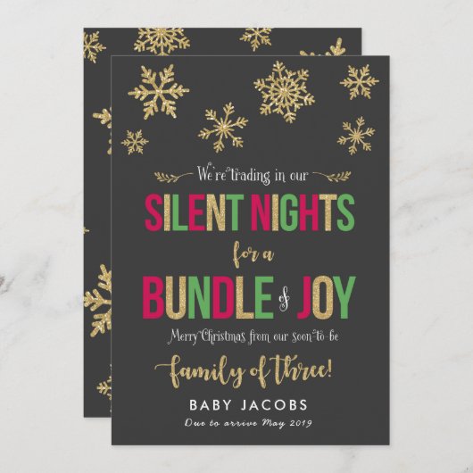 Zwangerschaps- en kerstkaartje Rustisch Lijst Feestdagenkaart (Voorkant / Achterkant)