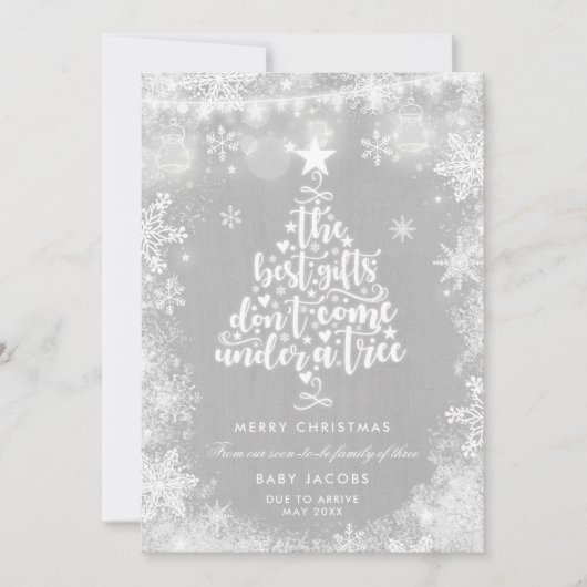Zwangerschaps- en kerstkaartje Rustisch Lijst Feestdagenkaart (Voorkant)