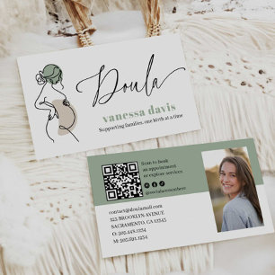 ZWANGERSCHAPS LIJN KUNST DOULA BEVALLING WORKER QR VISITEKAARTJE