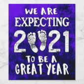 Zwangerschapsaankondiging 2021 Wij verwachten Wijn Etiket (Enkel label)