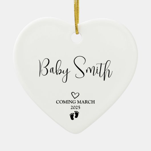 Zwangerschapsaankondiging 2025 keramisch ornament (Voorkant)