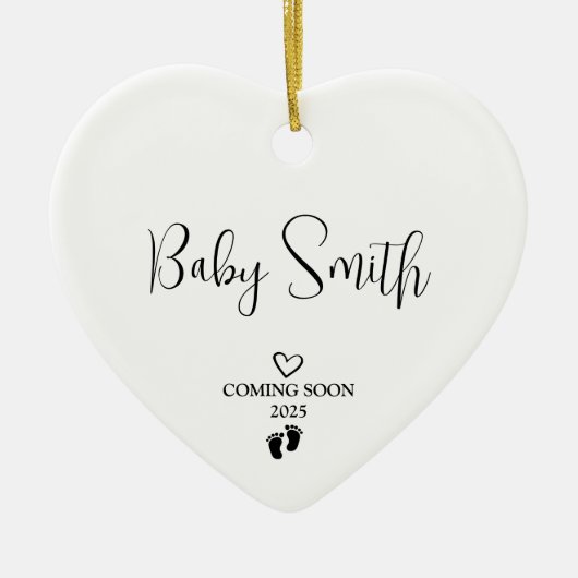 Zwangerschapsaankondiging 2025 keramisch ornament (Voorkant)