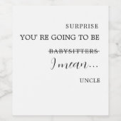 Zwangerschapsaankondiging aan oom tante pasgeboren wijn etiket (Enkel label)