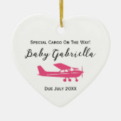 Zwangerschapsaankondiging Baby Foto Roze Cessna Xm Keramisch Ornament (Voorkant)