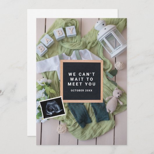 Zwangerschapsaankondiging Baby Welkomstkaart, Gesl (Voorkant / Achterkant)