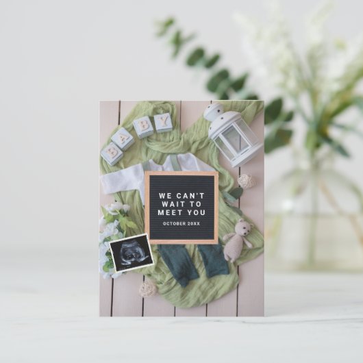 Zwangerschapsaankondiging Baby Welkomstkaart, Gesl Briefkaart (Staand voorkant)