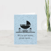 Zwangerschapsaankondiging Blue Baby Buggy Aankondiging (Voorkant)