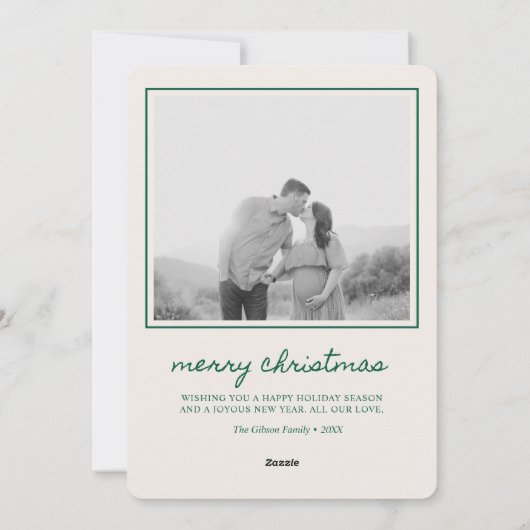 Zwangerschapsaankondiging Christmas Kaart Modern G (Achterkant)