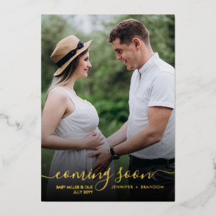 Zwangerschapsaankondiging Classy Gold folie overla Folie Feestdagenkaart