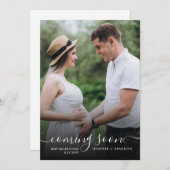 Zwangerschapsaankondiging Classy kalligrafie vertr Feestdagenkaart (Voorkant / Achterkant)