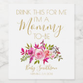 Zwangerschapsaankondiging Drink dit voor mij Ik be Wijn Etiket (Enkel label)