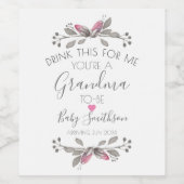 Zwangerschapsaankondiging drink dit voor mij oma wijn etiket (Enkel label)