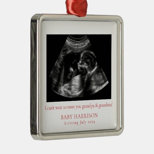 Zwangerschapsaankondiging echografie foto Kerstmis Metalen Ornament (Rechts)