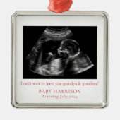 Zwangerschapsaankondiging echografie foto Kerstmis Metalen Ornament (Voorkant)