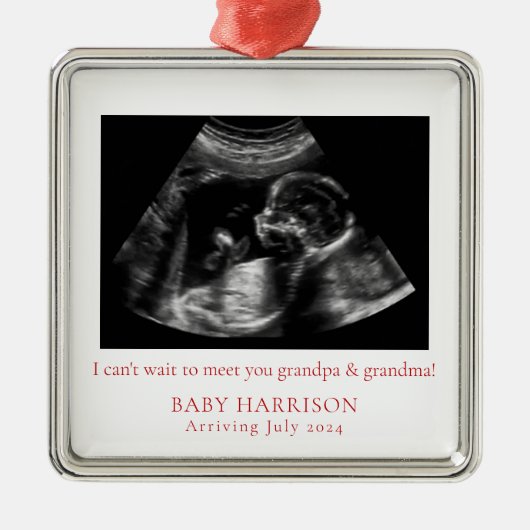 Zwangerschapsaankondiging echografie foto Kerstmis Metalen Ornament (Voorkant)