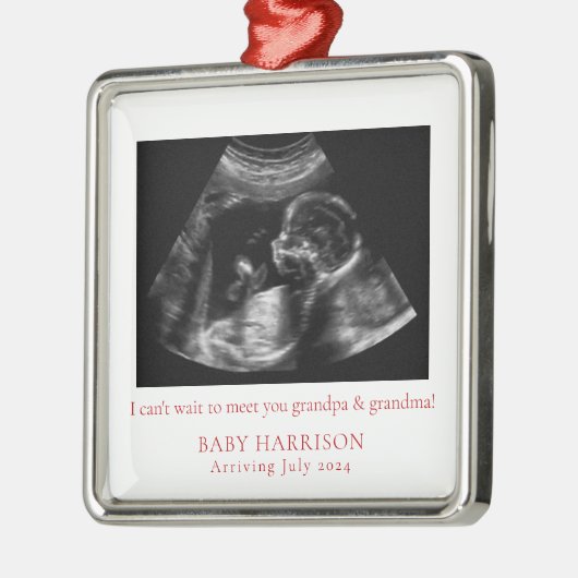 Zwangerschapsaankondiging echografie foto Kerstmis Metalen Ornament (Links)