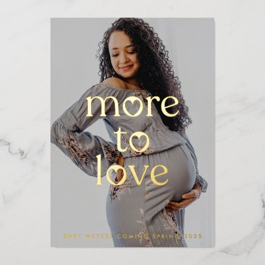 Zwangerschapsaankondiging Foto Goud Folie Folie Uitnodiging (Voorkant)