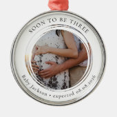 Zwangerschapsaankondiging Fotoherinnering Metalen Ornament (Voorkant)