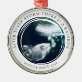 Zwangerschapsaankondiging Fotoherinnering Metalen Ornament (Voorkant)