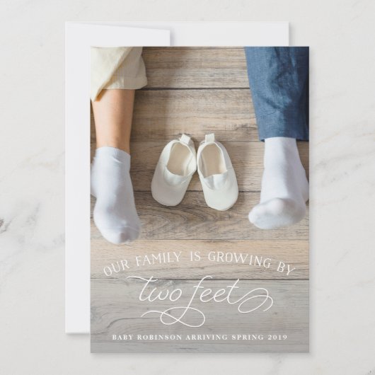 Zwangerschapsaankondiging 'Groeien met twee voetje Aankondiging (Voorkant)