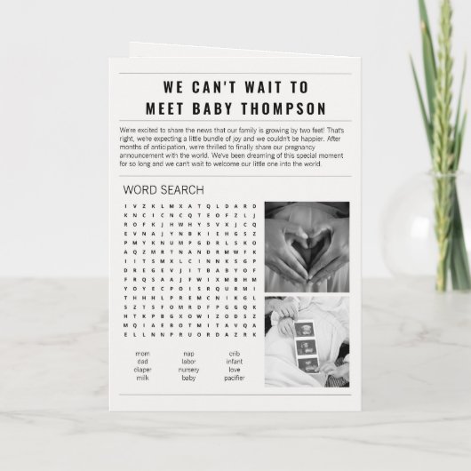 Zwangerschapsaankondiging in kleine krantenstijl kaart (Achterkant)